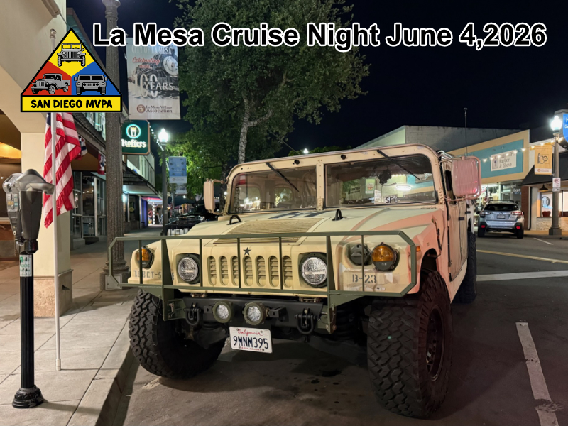 Humvee on La Mesa Boulevard at night